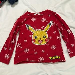 Pikachu Pokemon festive sequin shirt kids